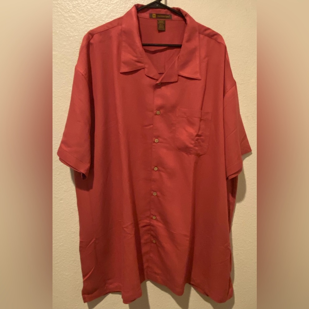 Harriton  Short Sleeve Camp Shirt - Coral